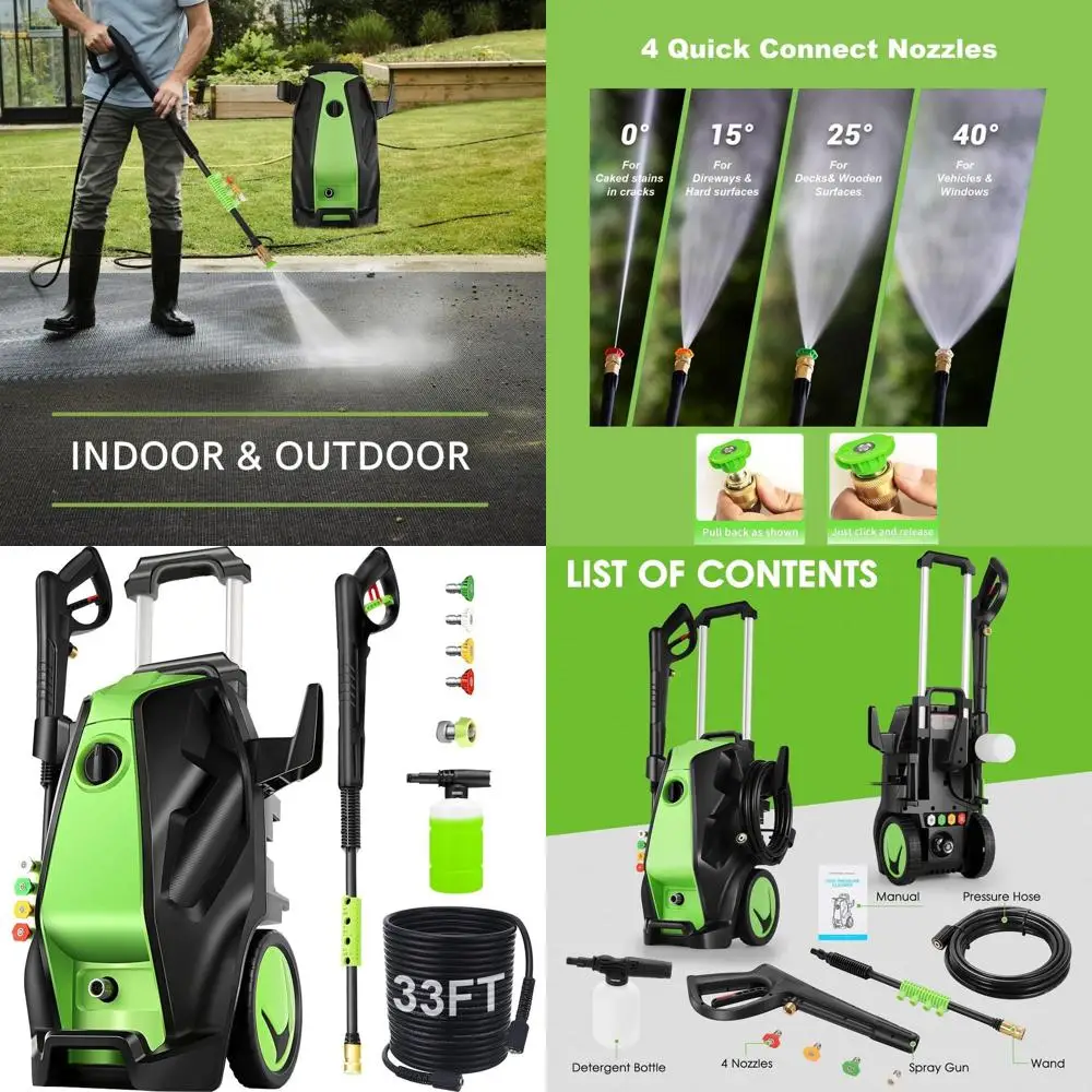 

Электрическая мойка высокого давления 2000 Вт, 5000 PSI, 4,0 GPM, 4 насадки, бутылка для моющего средства, шланг, идеально подходит для мытья автомобилей, патио, сада