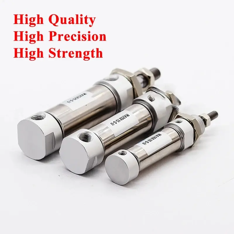 اسطوانة هوائية صغيرة تعمل بالهواء المضغوط ، مزدوجة التمثيل ، الفولاذ المقاوم للصدأ ، نهاية مستديرة ، MA16/20/25-25X50*75X100 * 125X150X200S-U