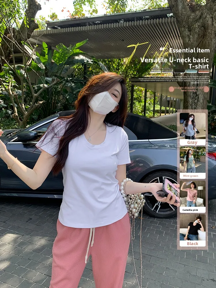 

Slim Fit Pure Color ort Sve T-irt plus Size Women's Spring Faion Casual Comfortable Base Layer Top for Plump MM