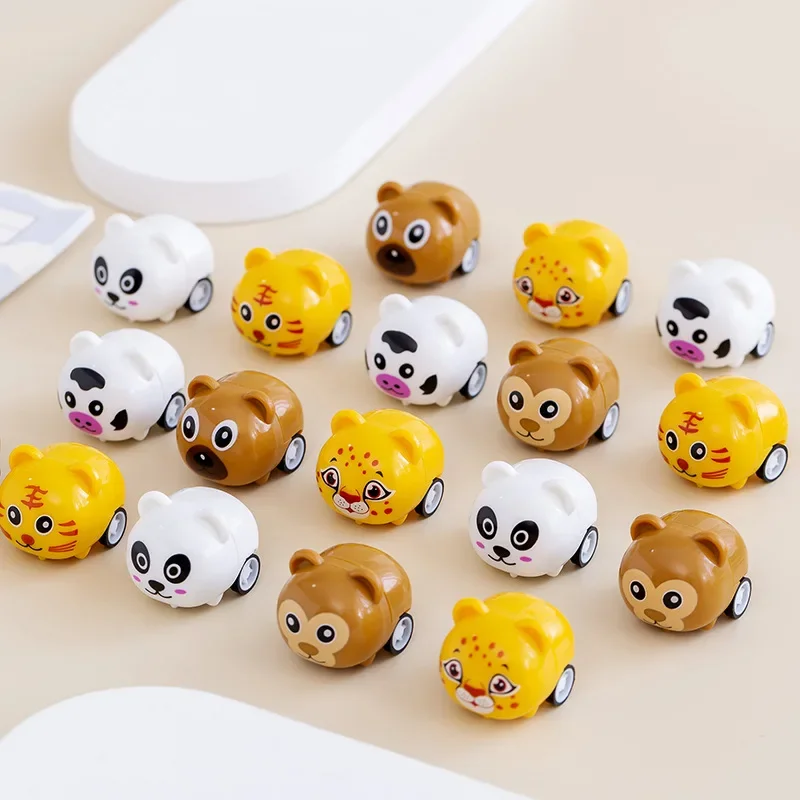 10Pcs Cute Mini Animal Pull Back Cars Toys for Kids Birthday Party Favors Baby Shower Guest Gift Souvenir Giveaway Pinata Filler