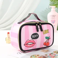 2021 Makeup Case Leather Portable Women Cosmetic Bag Multifunction Travel Toiletry Storage Organize Handbag Waterproof Female