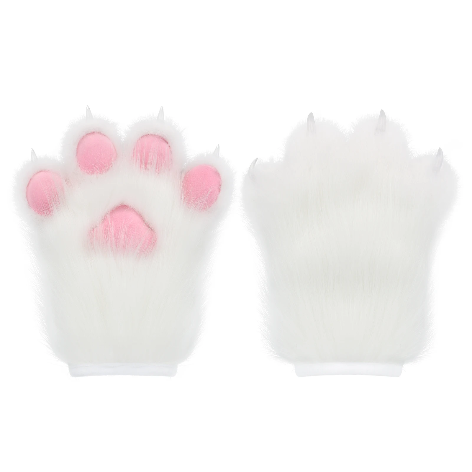 Furry Faux Fur Fox Cat Paws Gloves Animal Fursuit Mittens Halloween Christmas Cosplay Costume Props