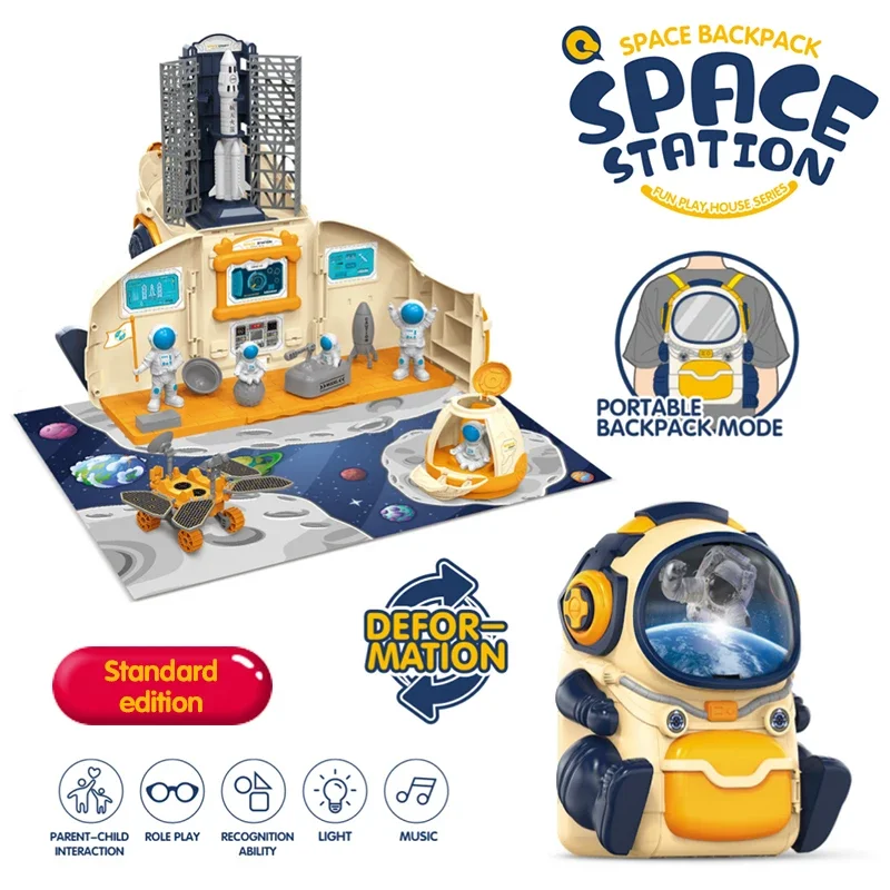 حقيبة ظهر بيت الدمية على شكل قلعة للأطفال، إكسسوارات أثاث بيت الدمية، فيلا محاكاة مع الضوء والموسيقى، لعبة أطفال هدايا للفتيات #4