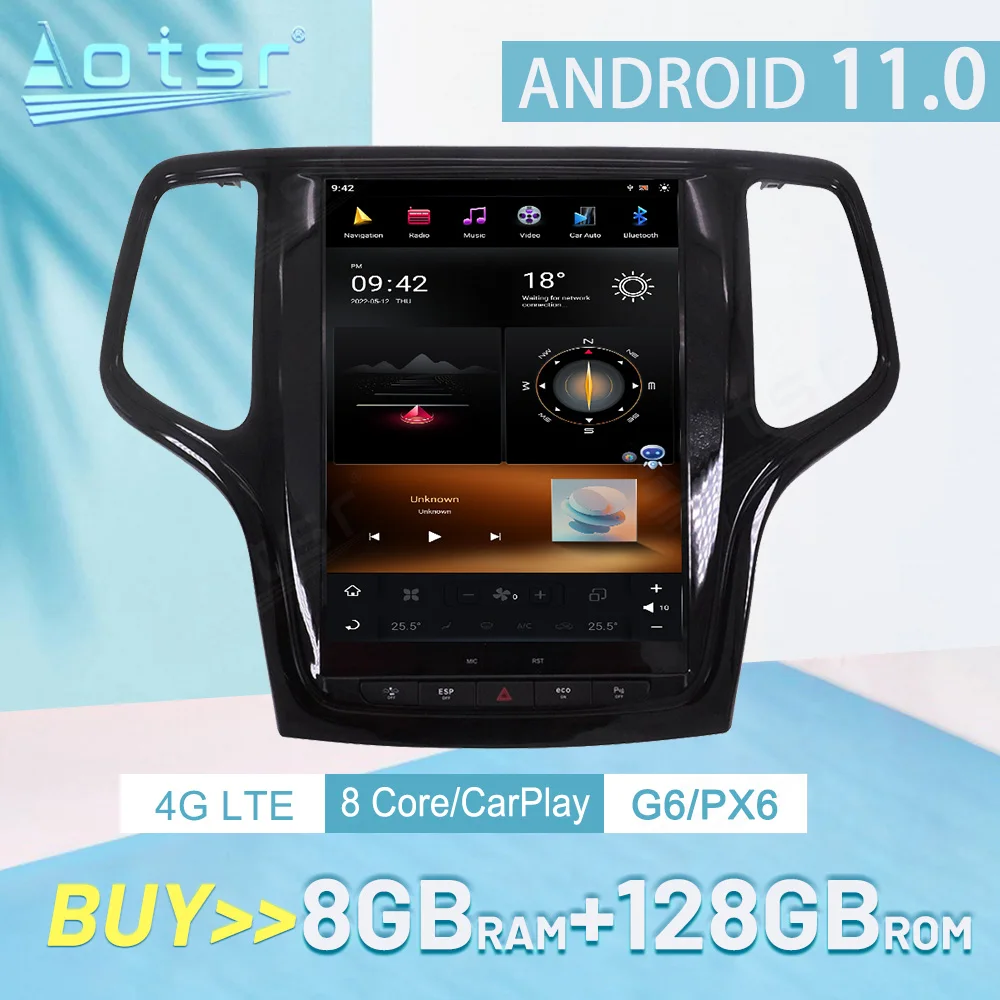 Android 15 Carplay 128G For Jeep Grand Cherokee 2014 2015 2016 G6 PX6 Car Player GPS Navigation Auto Radio Stereo Audio Recorder