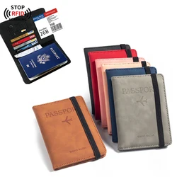 Donna uomo RFID Vintage Business Passport cover Holder Multi-Function ID Bank Card custodia a portafoglio in pelle PU accessori da viaggio