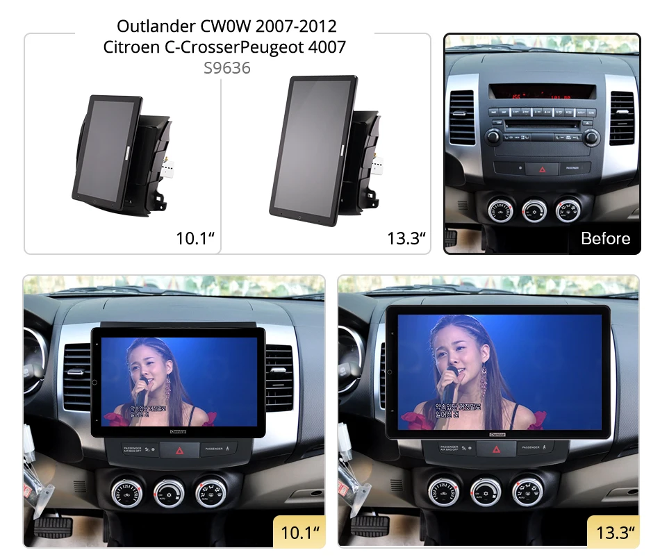 1920*1080 Ownice Android 12.0 for Mitsubishi Outlander CW0W Citroen C-Crosser Peugeot 4007 Car Radio Audio 13.3