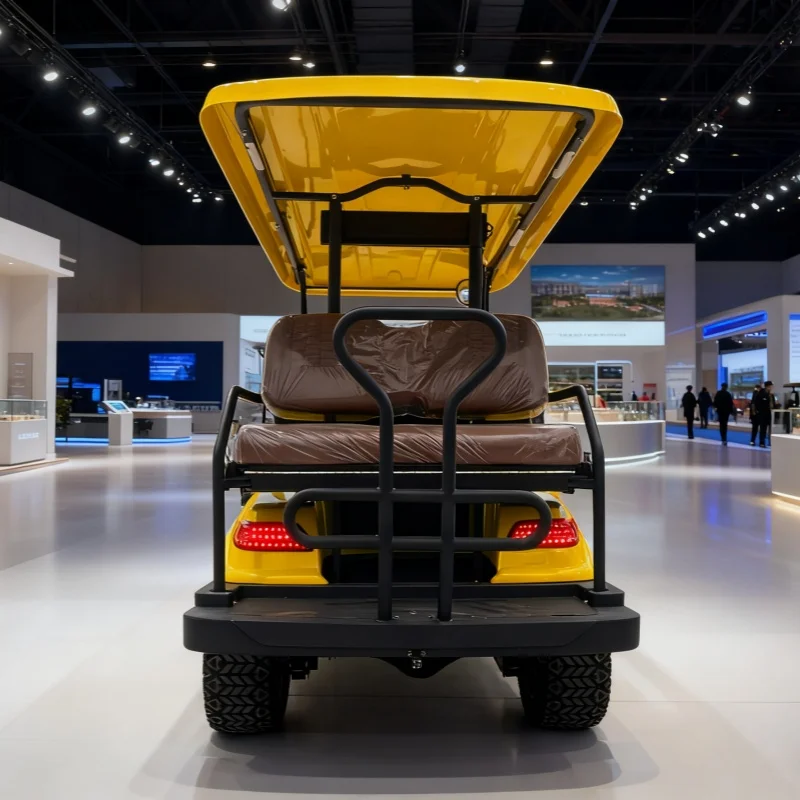 عربة جولف كهربائية مع مكبرات صوت بخاصية البلوتوث قابلة للطي للزجاج الأمامي 2 + 2 4 مقاعد سكوتر كهربائي عربة السيارة من المصنع مباشرة