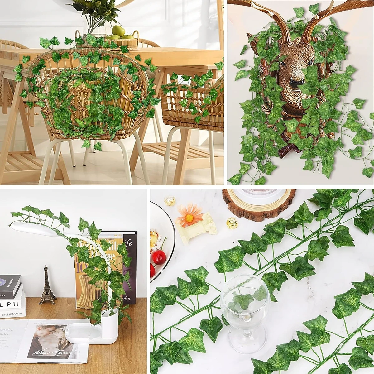 

2/4pcsArtificial Plant Creeper Silk Green Leave Rattan Home Room Table Garden Background Fake Plant Wedding Brial Archway Decora