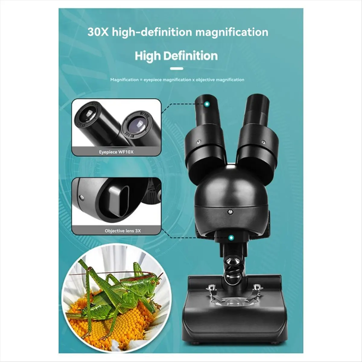 【~ NOUVEAU A96Z】Kit de microscope binoculaire ES1057, grossissement 30x, microscope biologique, expérience scientifique, anatomie