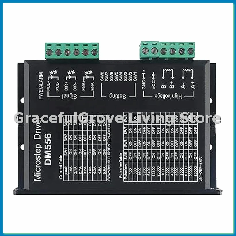 

DM556 Цифровой драйвер шагового двигателя с ЧПУ, 2-фазный драйвер шагового двигателя, 20-50 В постоянного тока, макс. 5,6 А, 128 подразделений для двигателя-ABFB