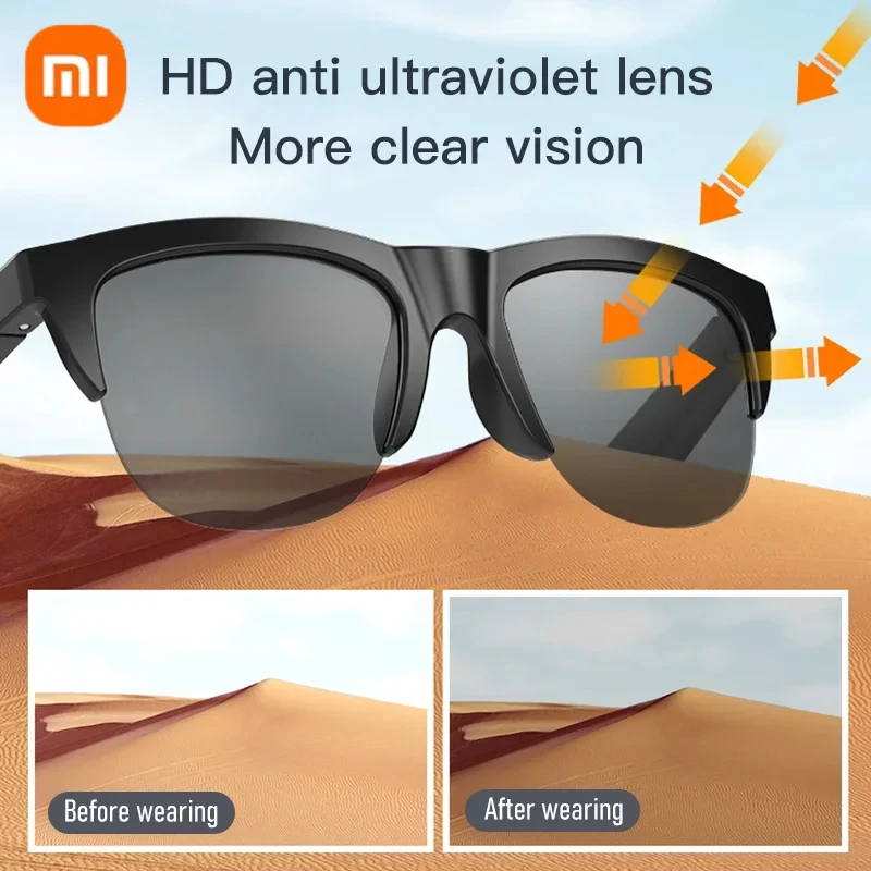 Xiaomi gafas de sol inteligentes gafas Bluetooth llamada deportes al aire libre auriculares HIFI luz azul impermeable Anti-UV para hombres y mujeres