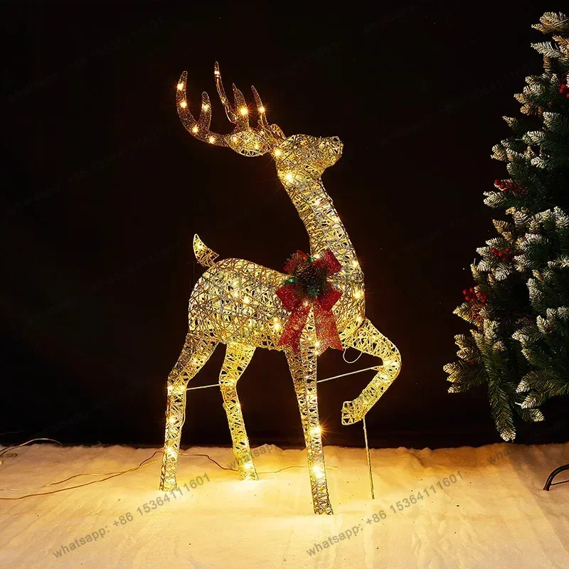 8Fashion Christmas Deer New Outdoor Luminous Deer Three Piece Set Horticultural Lawn Ornament Outdoor Christmas Room Decorations