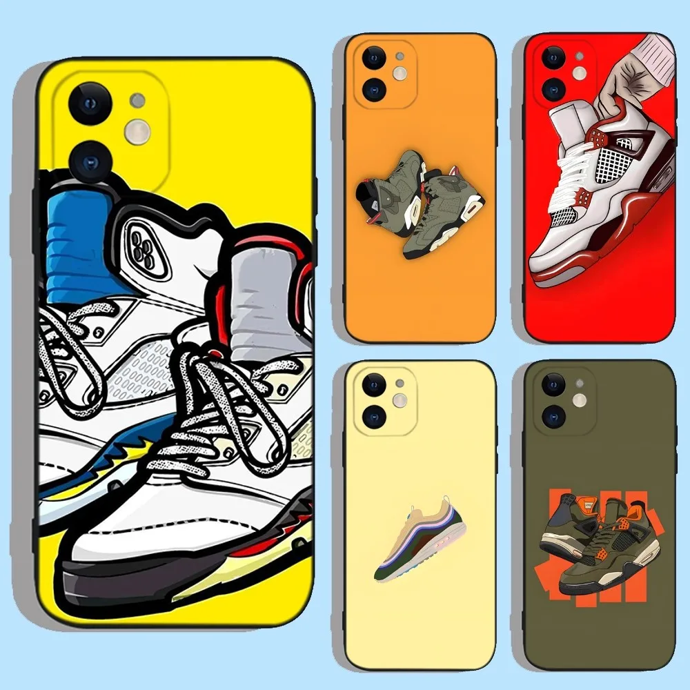 Off 85 AIR Street Sports Sneakers Phone Case For iPhone 16,15,14,13,12,11,XS,XR,X,8,7,Pro,Max,Plus,mini Silicone Black Cover