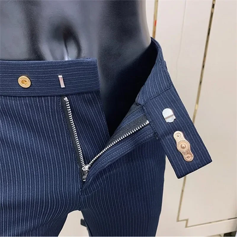 Men Striped Suit Pants Slim Fit 2024 Spring New Dress Pants Men Office Party Trousers Business Casual Formal Pants Men Clothing