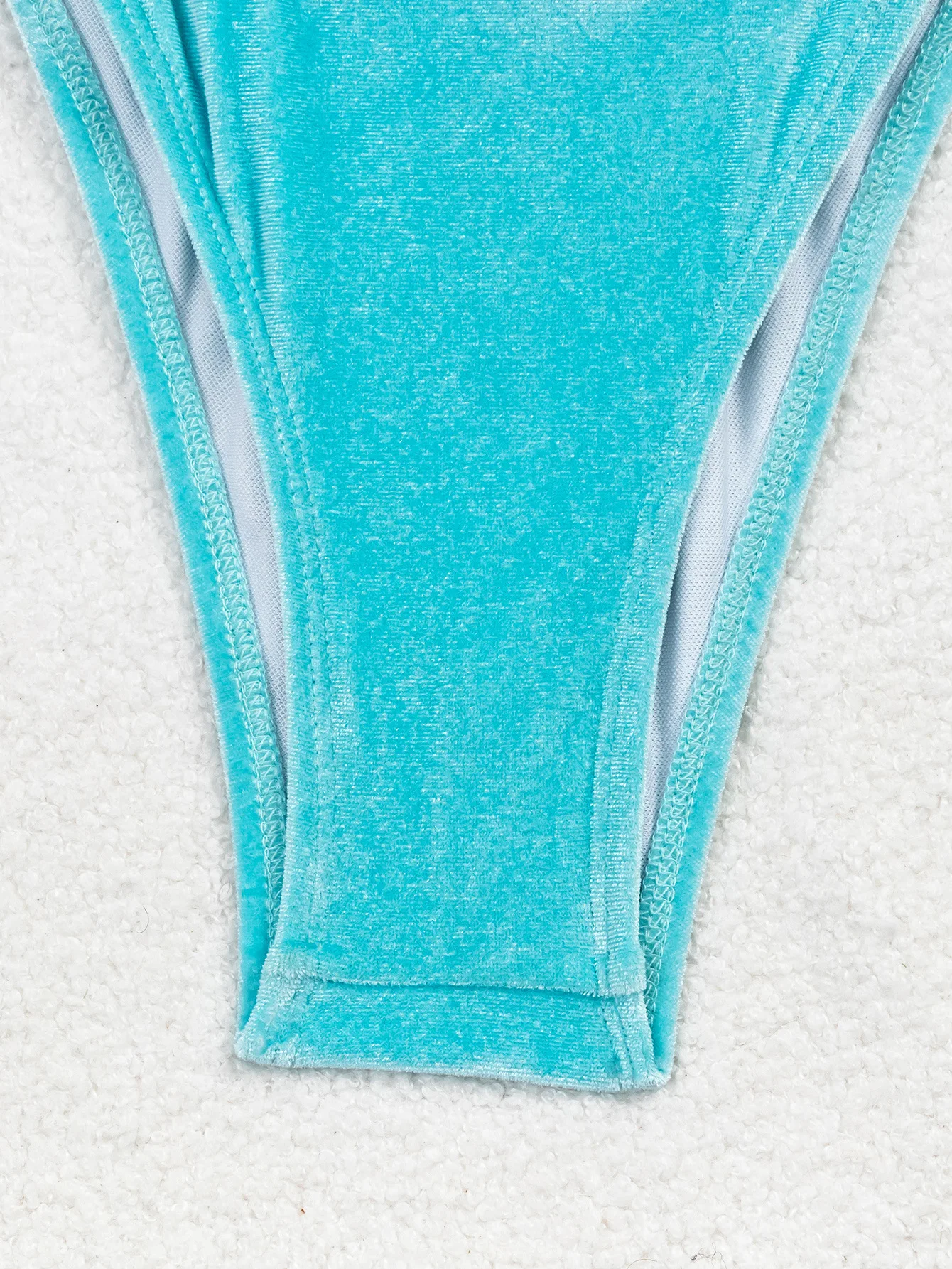 Sexy Samt Seeblau Perlen Neckholder Krawatte Bikinis Sets zweiteilig Tanga Badeanzug Badeanzug Bademode Biquini Tankini Beachwear