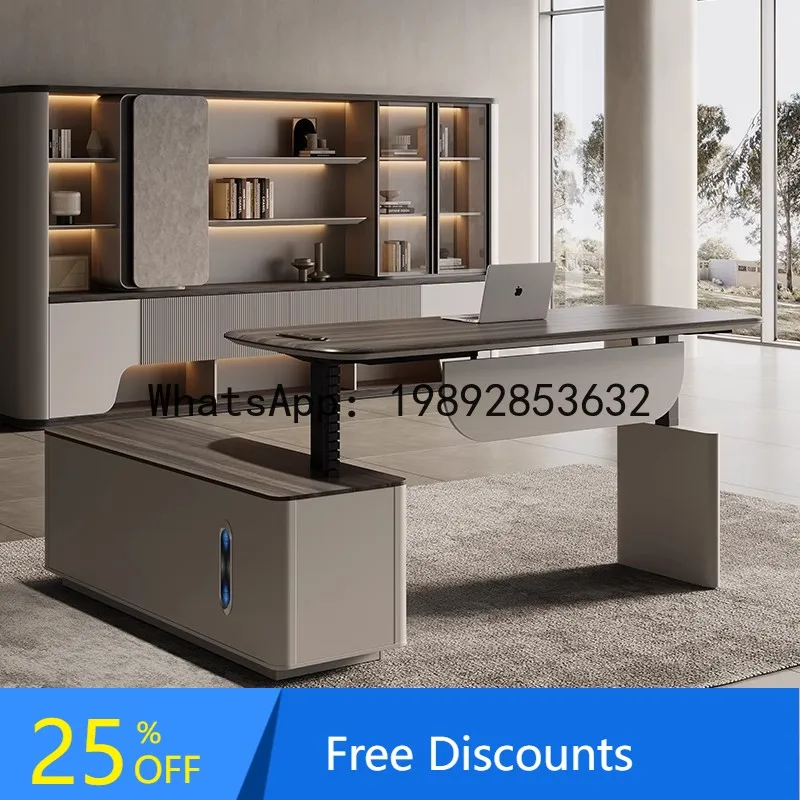 

LYY Adjustable Office Boss Desk and Chair Set Light Luxury High-End Feel Simple Modern Creative Desk Executive