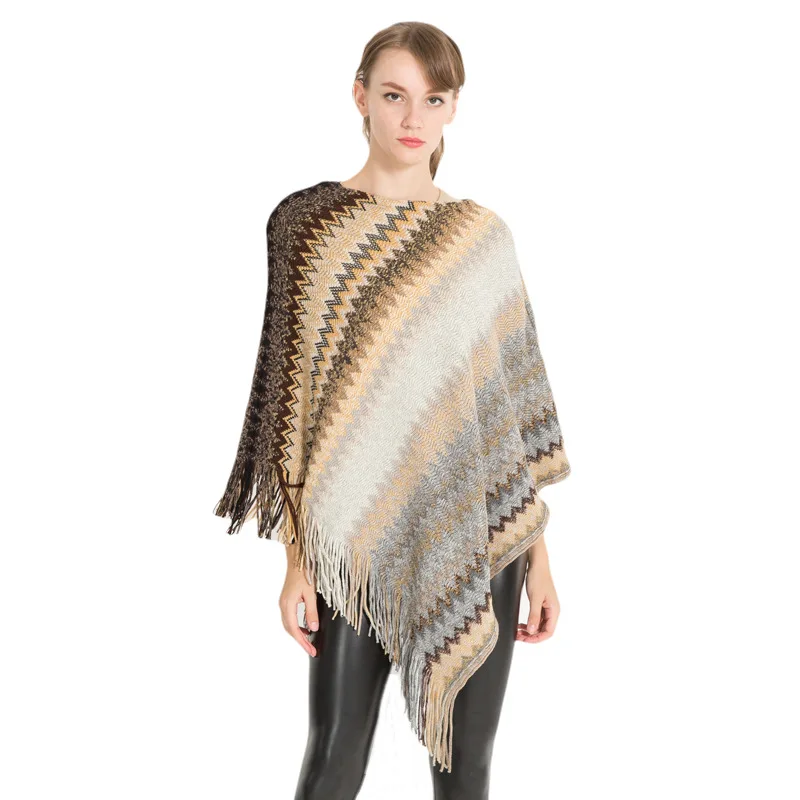 

Женское повседневное пончо в этническом стиле, теплая клетчатая накидка оверсайз с принтом и бахромой, женские кашемировые шали из пашмины, накидка, пальто Q45