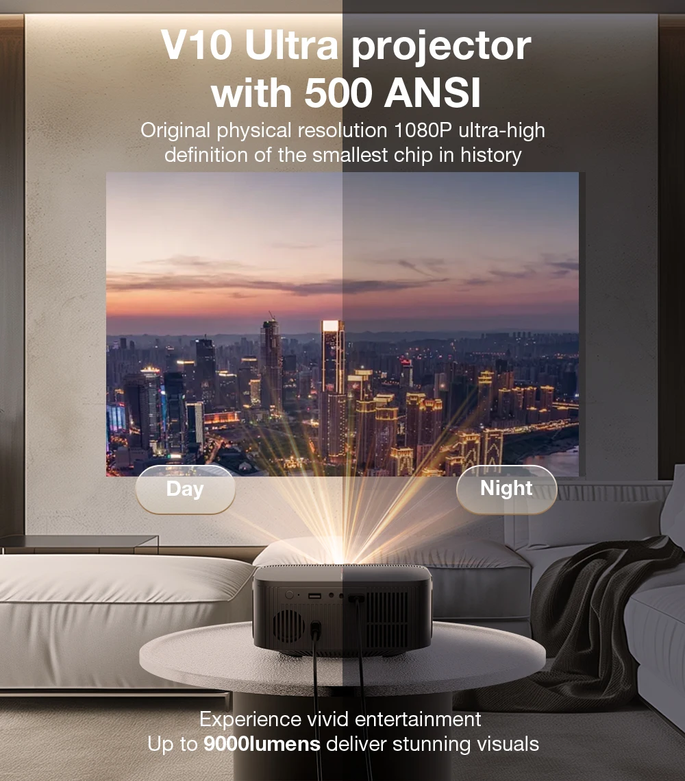BlitzWolf BW-V10 Ultra Android TV 13.0 Projektor 4K unterstützt integrierte 500 ANSI Lumen Mental Keys Outdoor-Projektoren für Zuhause