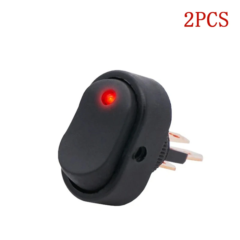 （YY）2Pcs Toggle Switch 12V 30A Oval Rocker Switch 3 Pin Red Blue LED Lighted On Off Switch for Automative Car RV Marine Boat