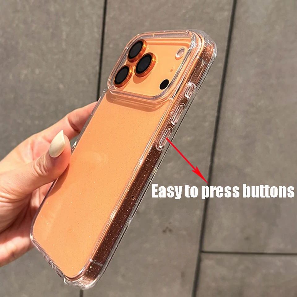 Funda de lujo con brillantina transparente para iPhone 11 12 13 14 15 16 17 Pro Max Plus Air, silicona suave, cubierta protectora con borde 2
