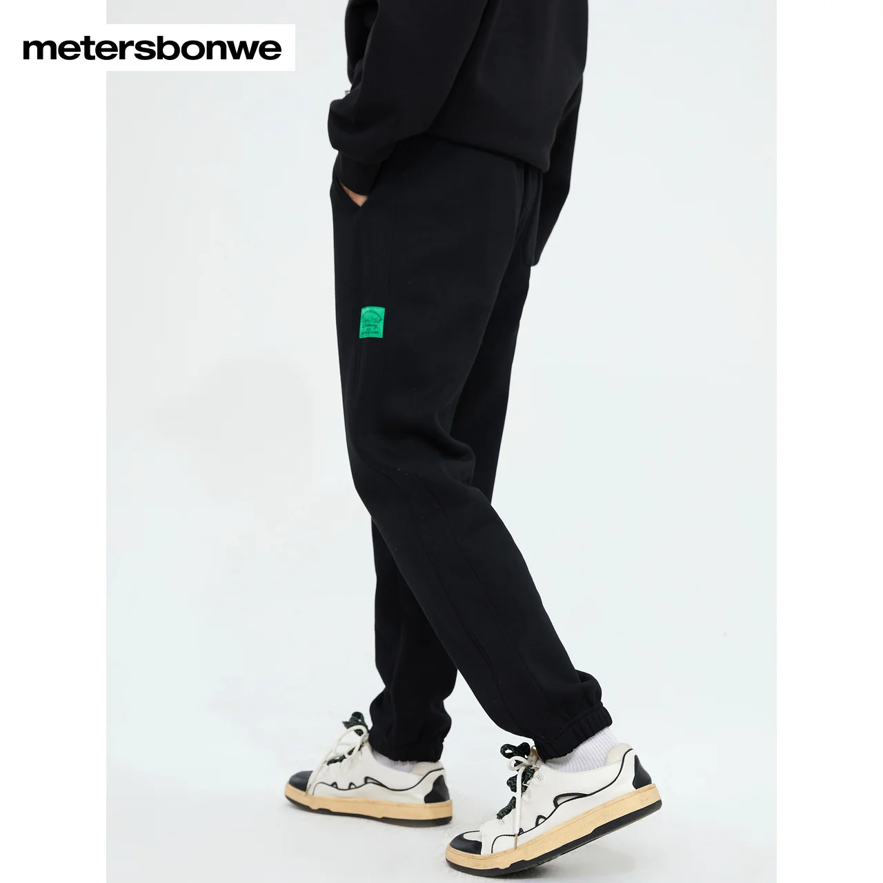 Metersbonwe-Calças de lã quente masculina, calças desportivas casuais, cores contrastantes, montagem solta, marca masculina, inverno, tendência