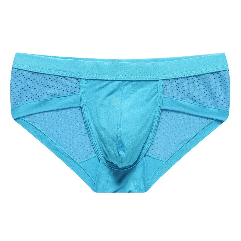 Men's Sexy Brief Modal Mesh Breathable Sweat Absorption Comfortable Sports Underwear Youth Sexy Low-rise  U Convex Pouch Panties