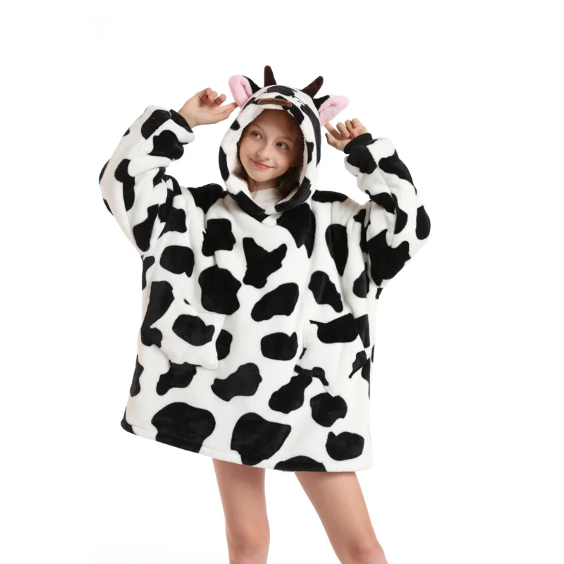 

2025 New Cozy Warm Wearable Blanket Hoodie Oversized Flannel Sherpa Blanket for Winter Kids Teenagers Halloween Xmas Gift ★ ★ ★