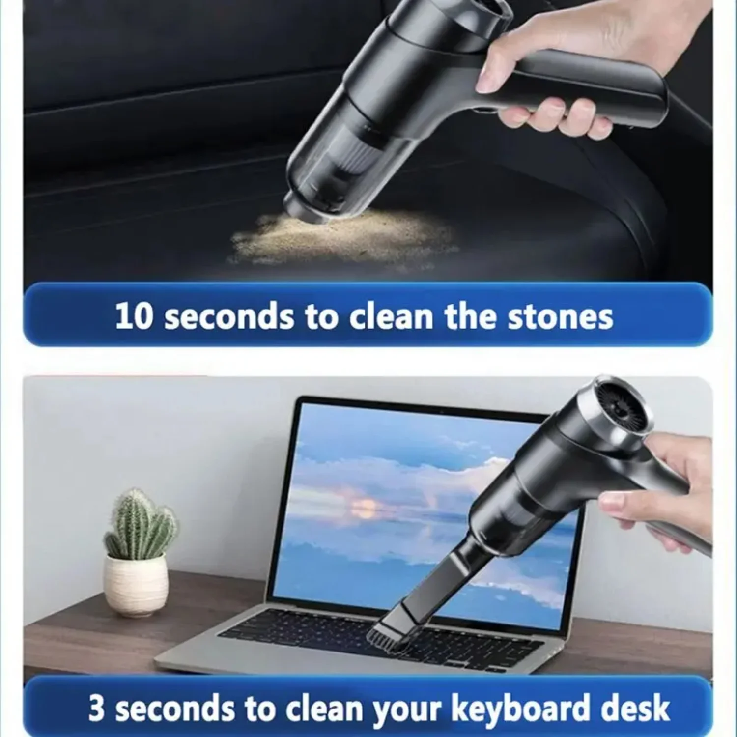 2023  Handheld Wireless Car Vacuum Cleaner Car/ Dual-Purpose Charging Portable Suction Auto Dust Blower Long Endurance