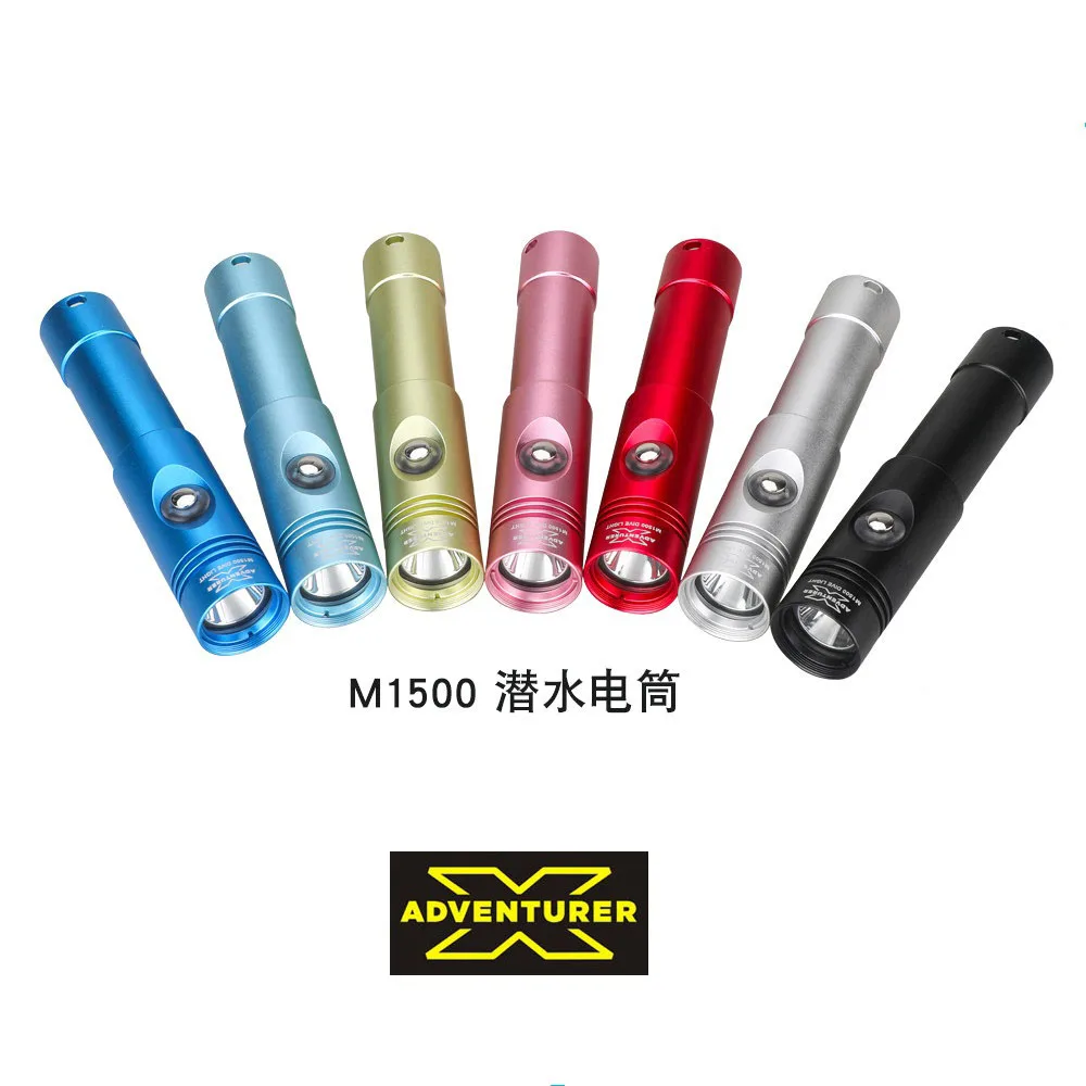 X-Adventurer Aluminum Waterproof Flashlight 1500 lumens Handheld Torch 250m Waterproof Scuba Diving Equipment