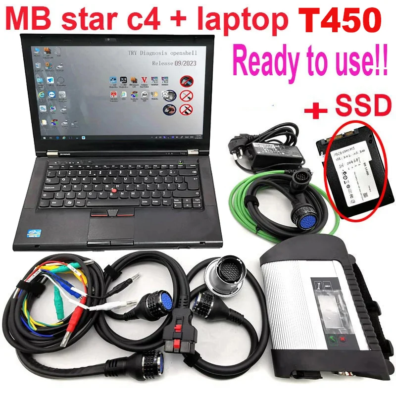 Obdstar Diagnosis MB Star C4 Auto OBD2 Car Scanner ODB C4 Multiplexer SD Connect WiFi C4 W204 W212 Laptop T450 Diagnostic Tools