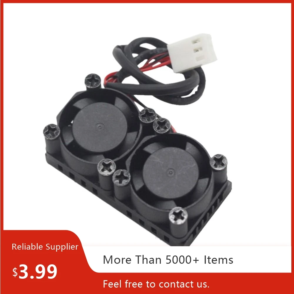 

25x25mm Chip Heat Sink with Dual Fan for Raspberry Pi 4B/3B+ Aluminum Cooling Fan, DIY Circuit Board Cooler
