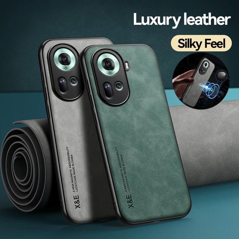 For Oppo Reno 11 Reno11 5G CPH2599 Case Car Magnetic Holder Phone Case For Oppo Reno 11 5G CPH2599 Shockproof Leather Back Cover