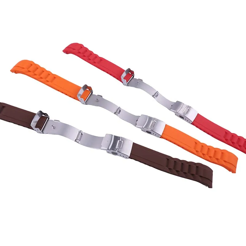 Männer und Frauen Silikon Uhrenarmband gebogene Faltschließe kompatibel für Casio Rolex Uhrenarmband Armband Zubehör 20mm 22mm