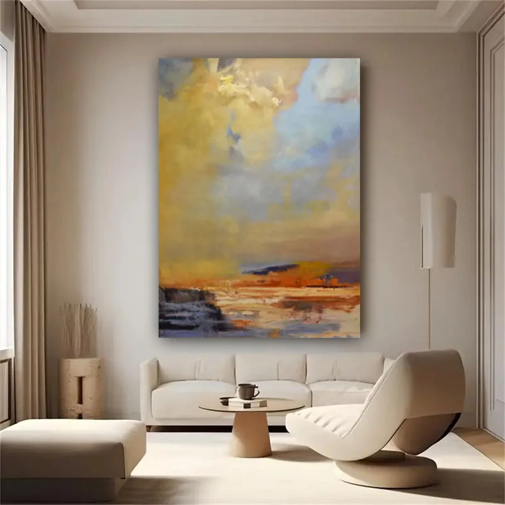 100% Handpainted Oil Painting On Canvas gold Abstract Pedestrian Art wall Paintings For Home Living Room Decor Modern canvas Art