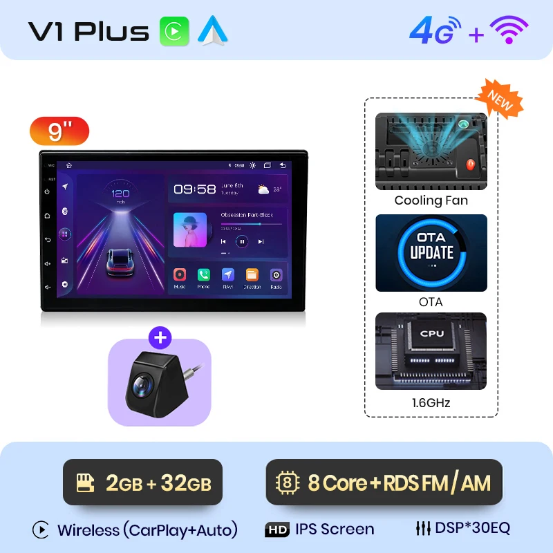 Junsun 7 9 10 "Android 2 Din Universele Autoradio Radio Multimedia Speler CarPlay Auto Intelligente Systemen GPS navigatie BT DSP