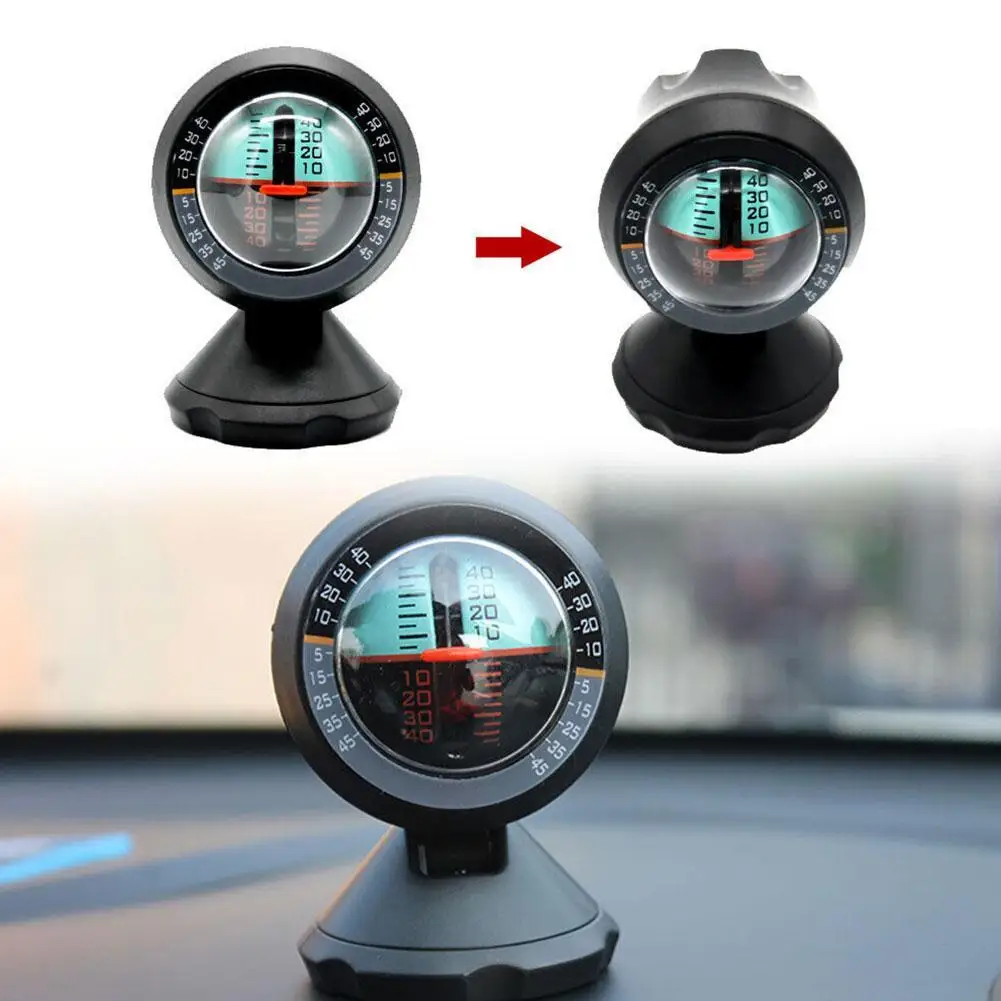 Car Vehicle Inclinometer Rotatable 360 Degree Slope Tilt Road Indicator Level Instrument Adhesive with Safety Meter Gauge T9O0