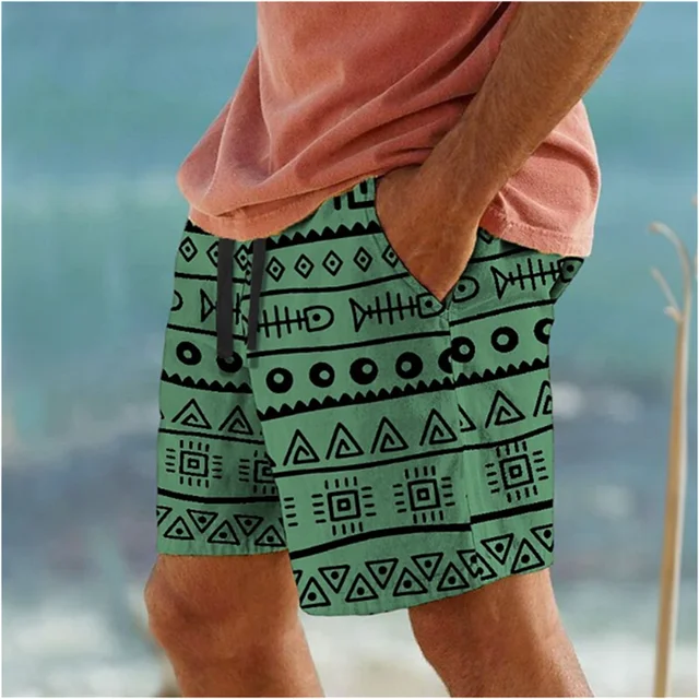 Proste wzory geometryczne Krótkie plażowe Moda Casual Męskie letnie krótkie spodnie z nadrukiem 3D Trend Streetwear Ponadgabarytowe kąpielówki