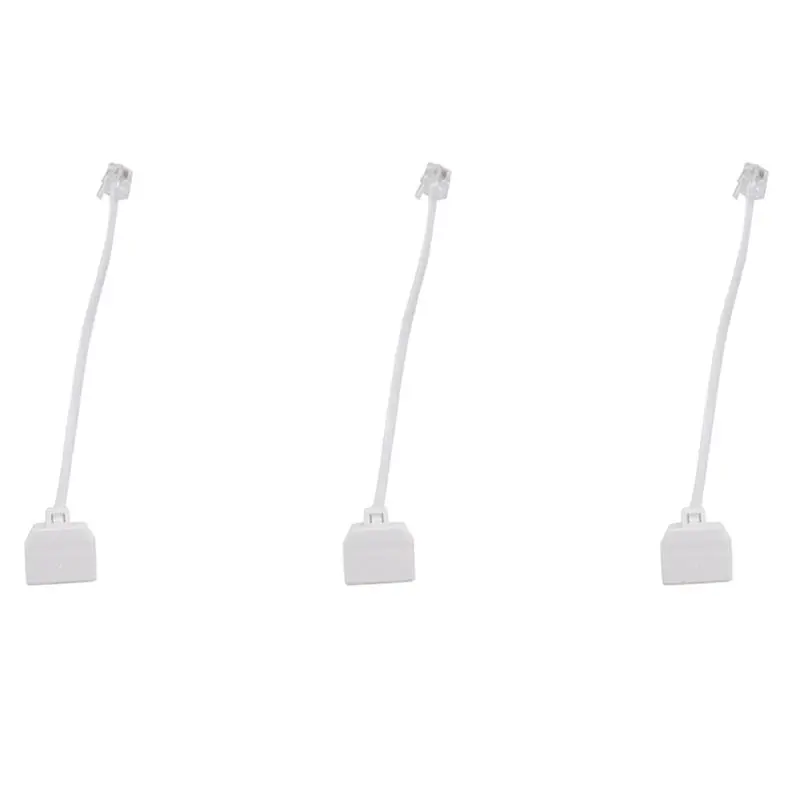 Exquisite-3X RJ11 6P4C Phone Splitter 1 Male 2 Female - White