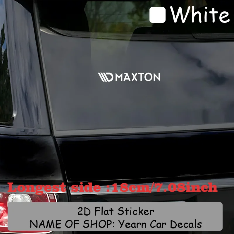 قطعة واحدة من ملصق شعار MAXTON - طراز حديث بسيط، خلفية سوداء مع نص أبيض، ملصق سيارة شفاف