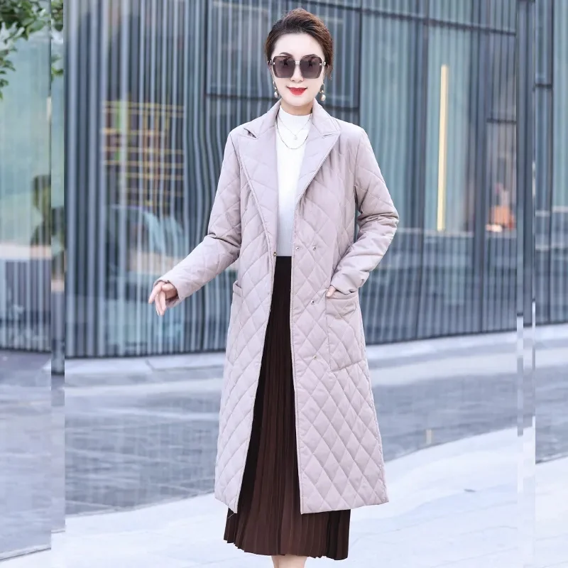 2025 New Winter Parkas Long Down Cotton Jacket Women Korean Female Casual thin Warm Windproof cotton Clothes Loose Overcoat T745