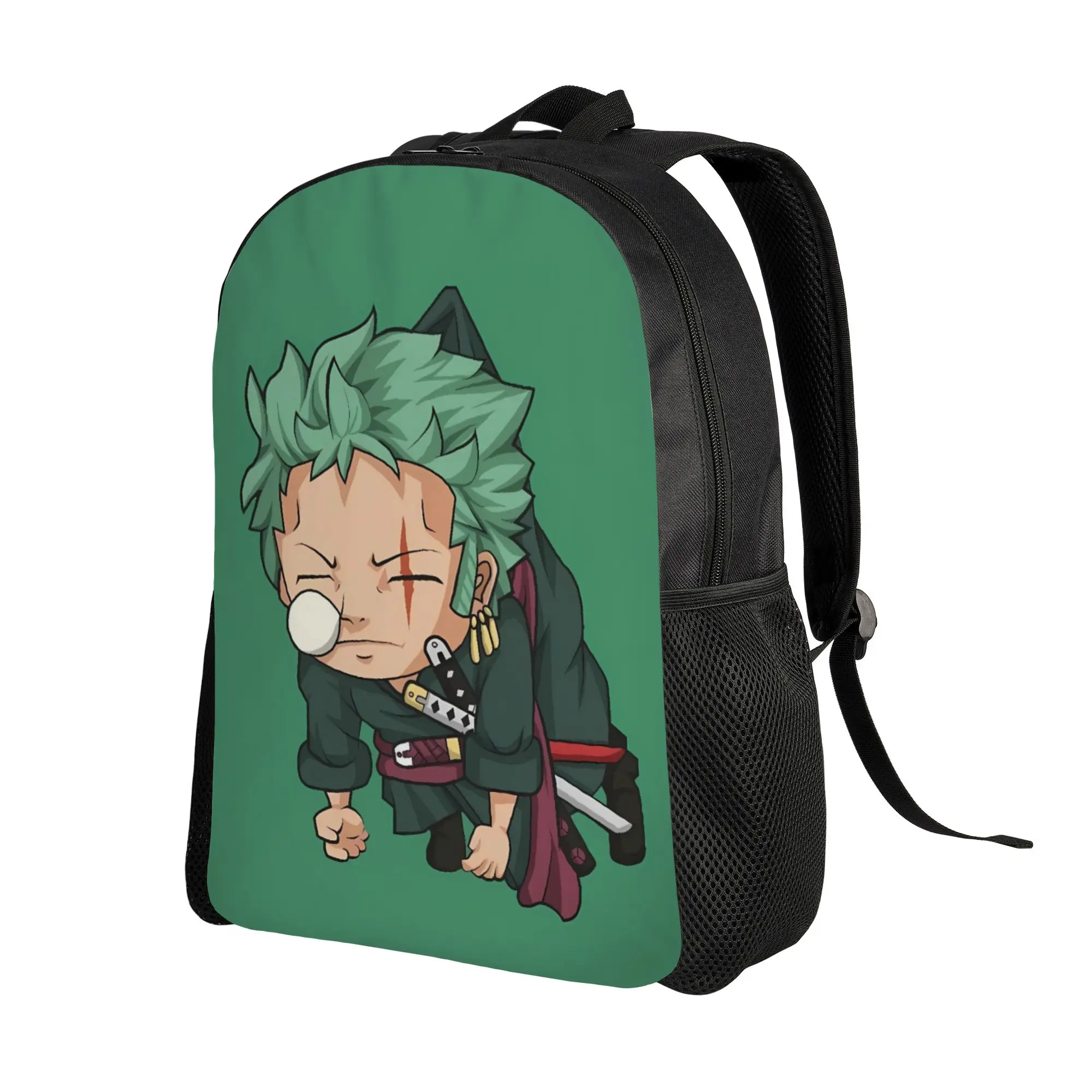 Zoro Chibi Anime Backpack Student Ones Pieces Backpacks Polyester Streetwear High School Bags Outdoor High Quality Rucksack