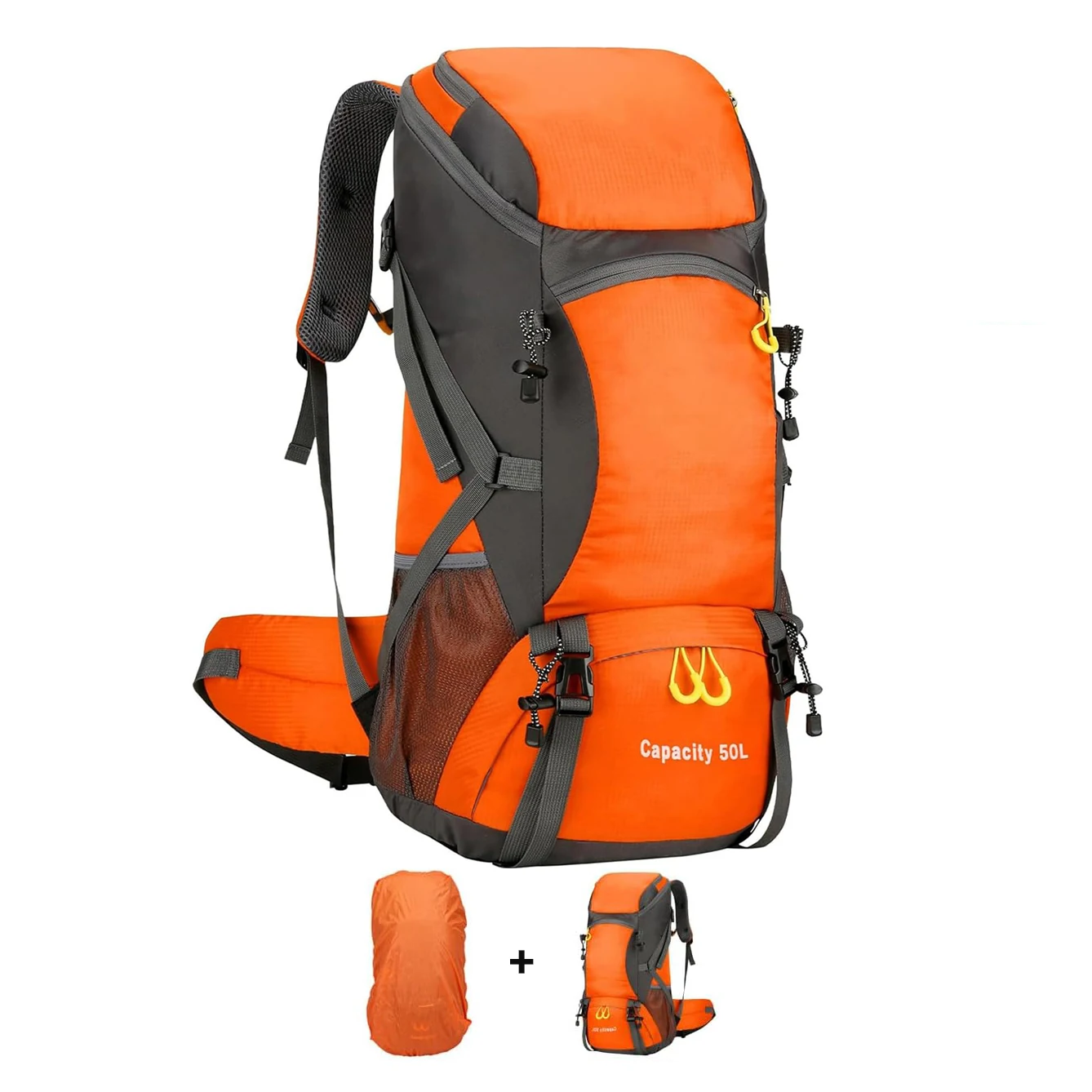 Zaino da trekking Zaino da viaggio leggero impermeabile da 50 litri con copertura antipioggia per campeggio Trekking Escursionismo Camminare Sport all'aria aperta