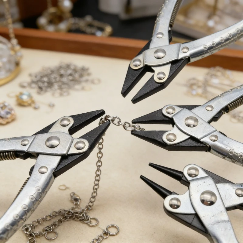 Spring Loaded Parallel Pliers Carbon Steel Flat Round Sharp Nose - Non Slip Jewelry Clamping Tool for DIY Craft Making Supplies