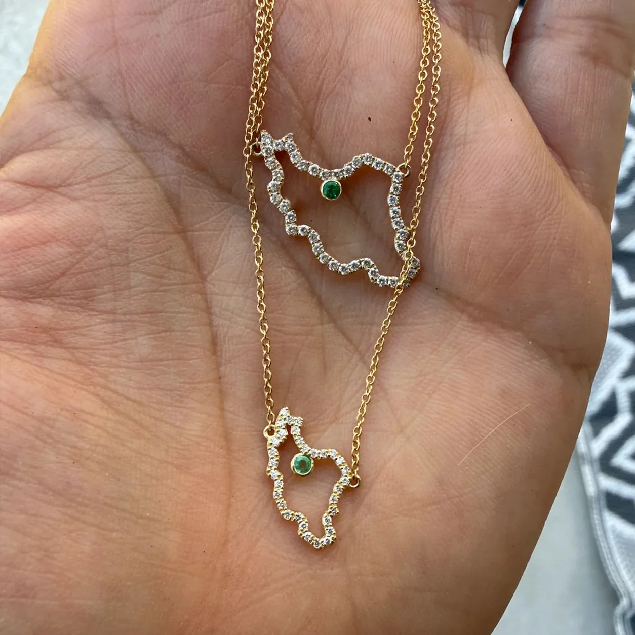 Personalized Birthstone Persian Jewelry Luxury 3D Iran Map Necklace Pave Zircon Waterproof Necklace Meaningful Gift for Women