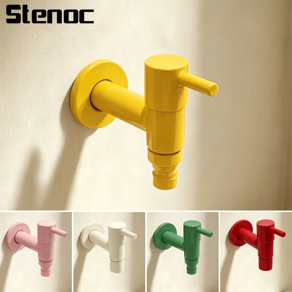 Dopamine Colorful Garden Faucet Outdoor 304 Stainless Steel Wall Mounted Garden Bibcock Bathroom Corner Washing Machine Faucet