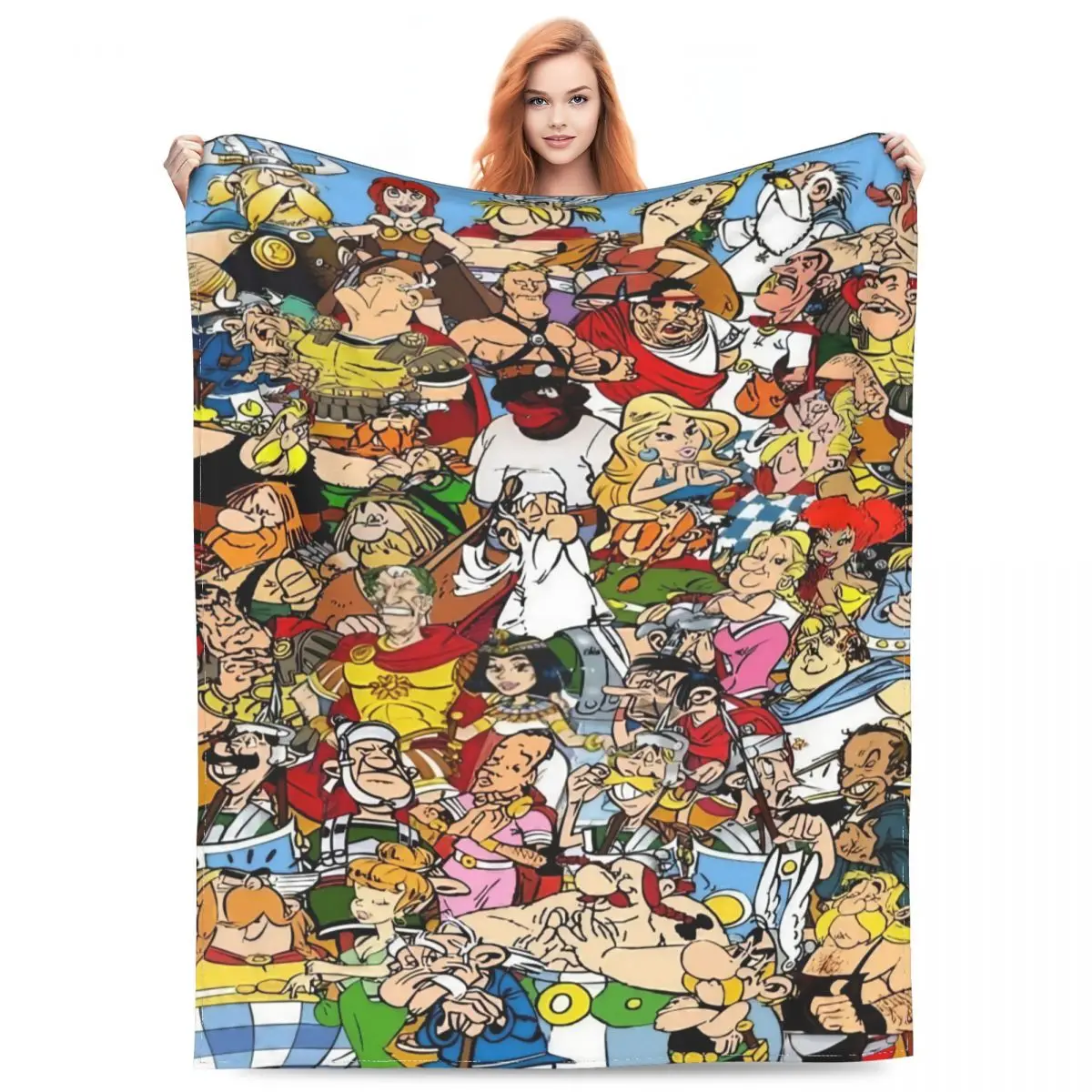 Asterix-and-Obelix Blanket Flannel Textile Decor Funny Comics Relax Super Warm Throw Blanket for Sofa Outdoor Quilt