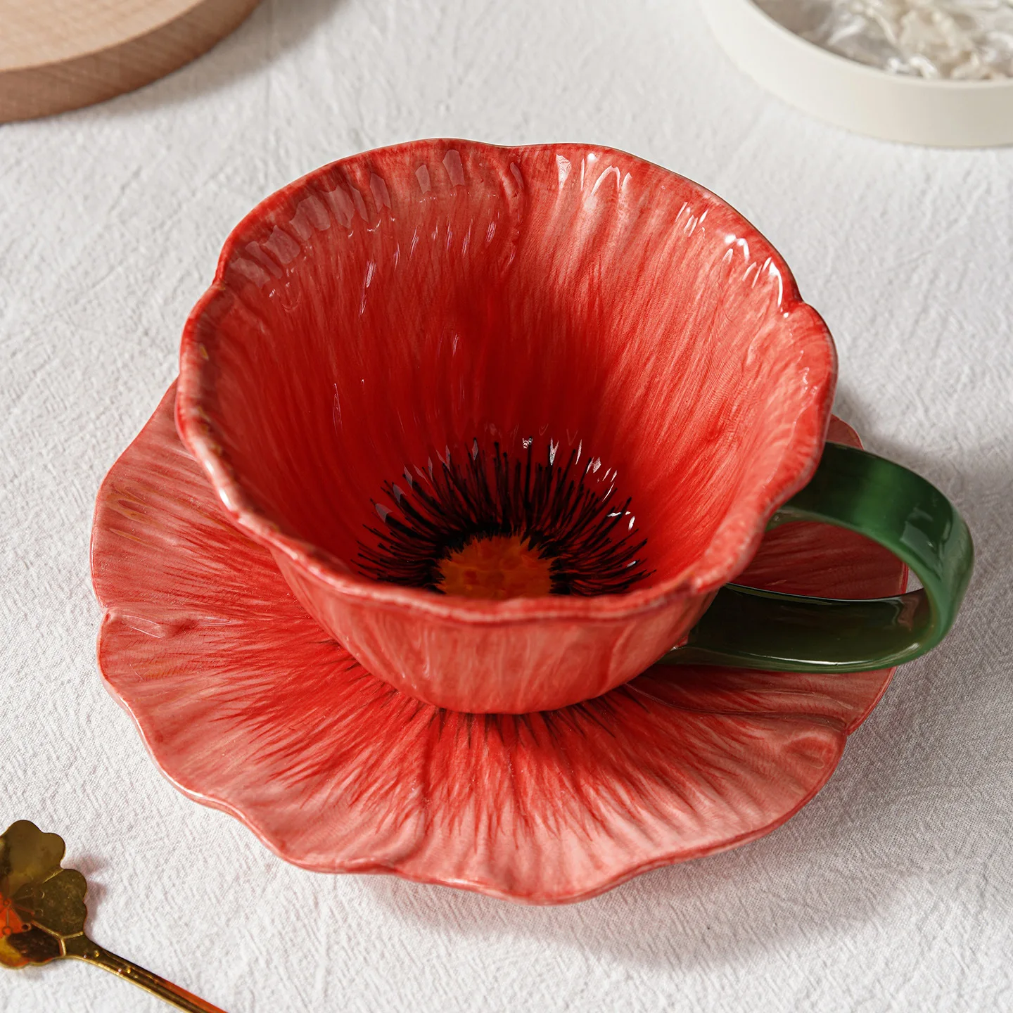 Stylish Ceramic Coffee Cup Set with Saucer for Home Cafe Afternoon Tea Latte