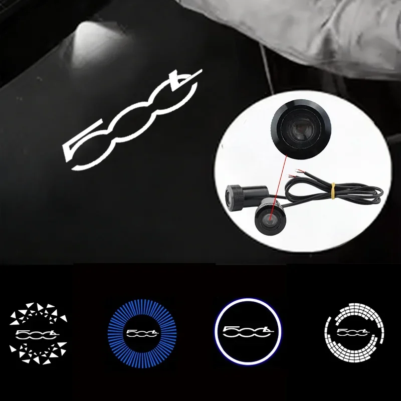 2Pcs For Fiat 500L Logo Ultra Bright LED Car Door Ghost Shadow Projector Light Welcome Courtesy Lamp Logo Styling Accessories