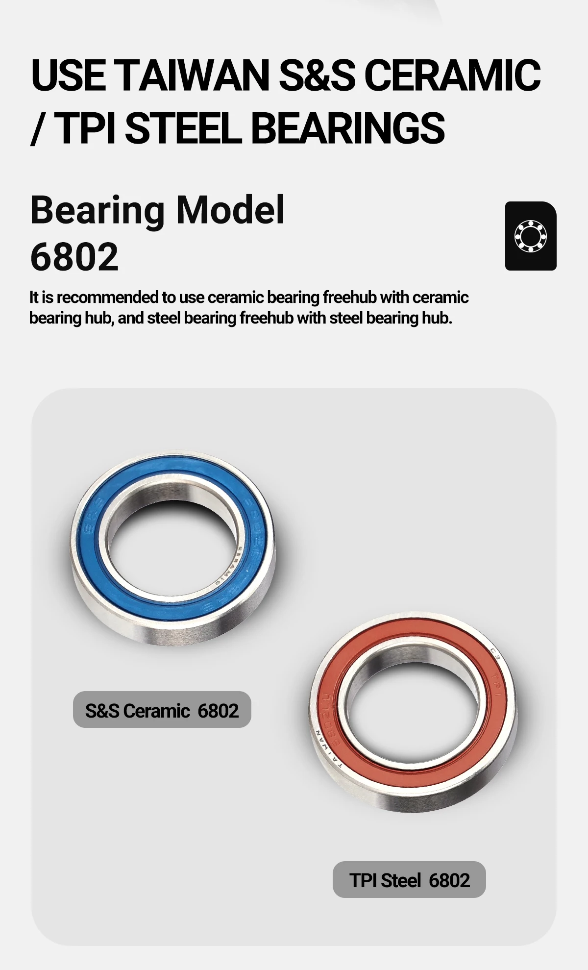 RD13/RD13M/RD17/RD23/RD34-Center Thru Hub Freebody-Nabenkomponenten – Stahl/Keramik – HG/XDR – Detail 7