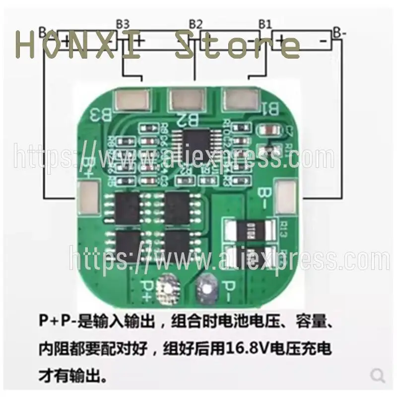 Baterías de iones de litio de 14,8 V a 16,8 V, 1 piezas, 4 series, protección contra cortocircuitos, carga de placa, límite de corriente de 20 a